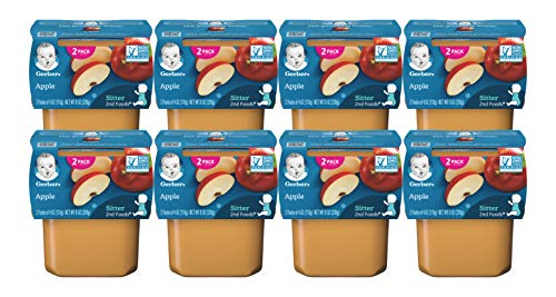 Gerber 2nd Food Baby Food Apple Puree, Natural & Non-GMO, 4 Ounce Tubs, 2-Pack (Pack of 8)