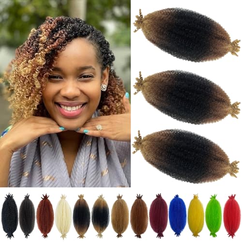 3 Pack Marley Twist Braiding Hair 12 Inch Afro Twist Hair for Faux Locs Kinky Twist Hair for Women Springy Afro Twist Hair Expressions Pre Stretched Braiding Hair (12 Inch (Pack of 3), 1B/30/27)