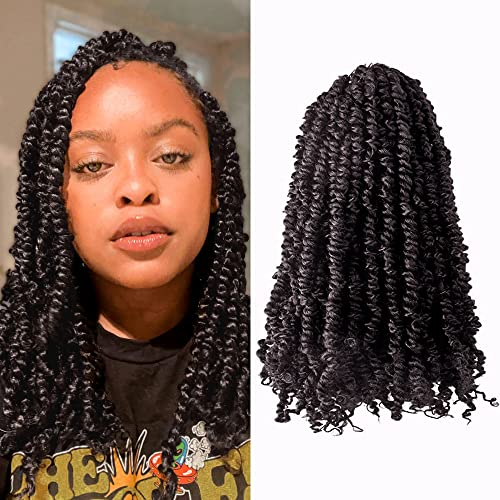 The BOHOBABE Pre-twisted Passion Twist Crochet Hair 14 Inch Short Brown Pre-looped Crochet Passion Twist Braiding Hair 8 Packs (4#)