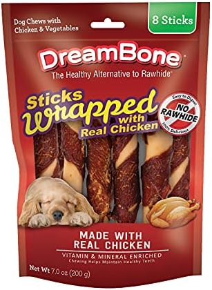 DreamBone Chicken-Wrapped Chews 8 Count, Rawhide-Free Chews for Dogs - large | 8-count