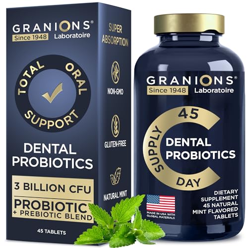 Dental Probiotics for Teeth and Gums - Fresh Breath Lactobacillus Salivarius Probiotic for Women and Men - Oral Probiotics for Mouth Bad Breath Dental Probiotic for Mouth Health - 45 Mint Tablets