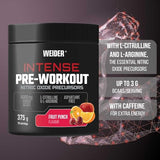 Weider Intense Pre-Workout (375g) Fruit Punch Flavour. Nitric Oxide Precursors, with 200 mg Caffeine and 6000 mg Amino Acids/Serving, L-Citrulline, L-Arginine, Aspartame-Free (18 porciones)