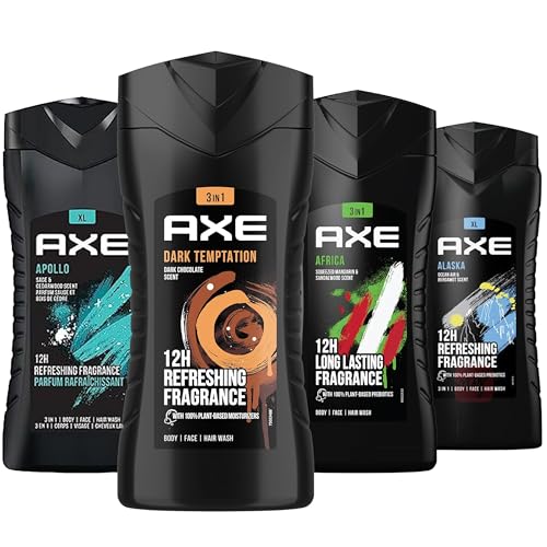 AXE Men's Body Wash Variety Set, 4 Pack, Assorted Scents, 3-in-1 Body, Face and Hair Wash, 13.5 Oz. Each