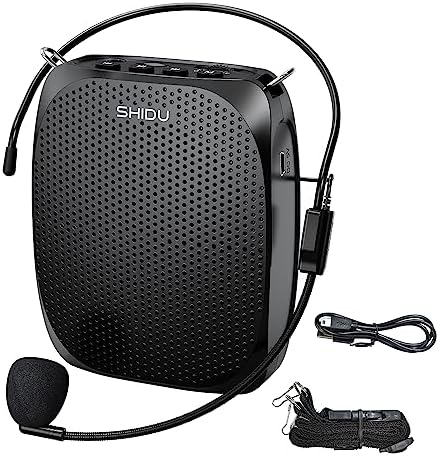 SHIDU Portable Voice Amplifier Personal Microphone Headset for Speaking Rechargeable Mini Pa System for Teachers Tour Guides Coaches Classroom Singing Yoga Fitness Instructors