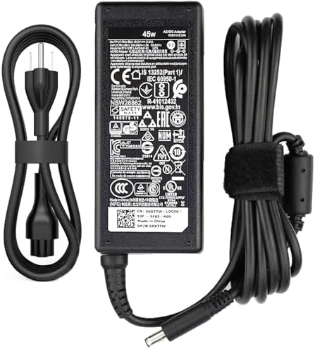 45W (4.5 * 3.0 mm Jack 19.5V 2.31A) AC Genuine Charger Fit for Dell Inspiron 11/13/14/15/17 3000 5000 7000 Series(3583 3593 5570) Latitude E5450 XPS 13-45 Watt AC 2-in-1 Computer Power Adapter Cord