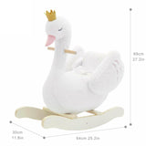 labebe - Plush Rocking Horse Wooden, Baby Riding Animal White Swan, Kid Ride On Toy for 1-3 Year Old, Girl&Boy Stuffed Rocking Animal Outdoor, Nursery/Infant/Child Christmas or Birthday Gift