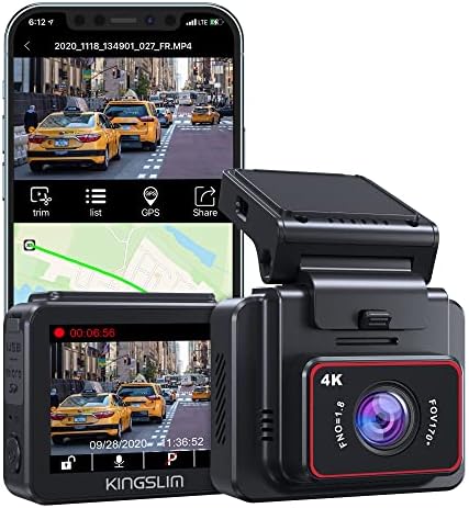 Kingslim D5-4K Dash Cam with WiFi - Front Dash Camera for Cars with GPS and Speed, Sony Night Vision, Support APP and 256GB Max