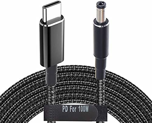 USB C to 5.5mm Adapter Cable Braided 19V 20V 100W Power Bank Battery Pack Charging Supply Type C Male to DC 5.5 x2.1mm Barrel Converter Cord Universal for UPS ONT Router Acer Toshiba Laptop PD Charger