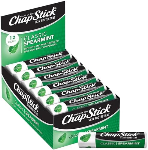 ChapStick Bulk Lip Balm, Classic Spearmint 12-Pack – Cool & Refreshing Lip Moisturizer for Dry Lips, 0.15 Oz Ea