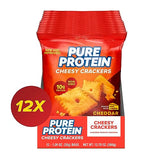 Pure Protein Cheesy Crackers, Cheddar, High Protein Snack, 10G Protein, 1.06 Oz (Pack of 12)