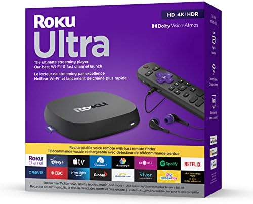 Roku Ultra LT (4K/HDR/HD) Streaming Player with Enhanced Voice Remote, Ethernet W/Premium 6FT 4K Ready HDMI Cable & 64GB MicroSD for Faster Channel Loading (US Version), Black (4802CA)