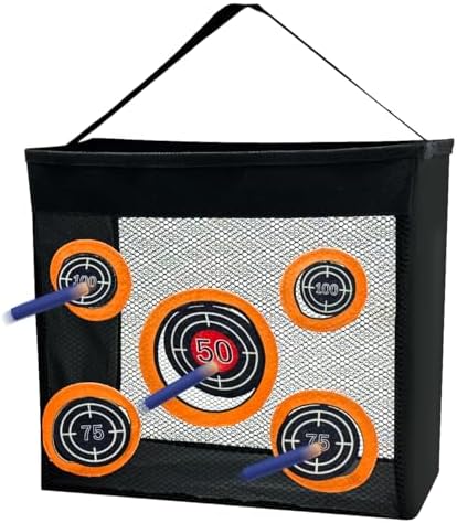 Shooting Practice Target Toy Storage Mesh Bag Compatible with Nerf Darts, Portable & Foldable Dart Zone for Kids Boys Girls 6+