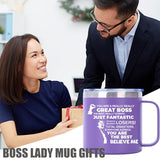 Cessfle Funny Boss Gifts for Men Women, 14oz Worlds Best Boss Mug Funny Trump Mug Gifts for Boss, Boss Lady Gifts, Best Boss Ever Mug, Boss Day Gifts Promotion Gifts Coworker Leaving Gifts (Purple)