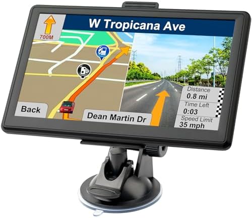 GPS Navigator for Car with Lastest 2024 Map, Free Lifetime Update, Car GPS Navigation System for Truck Commercial Drivers, Support Postcode POI Search, Voice Guidance, Speedcam Speedlimit Alerts, FM