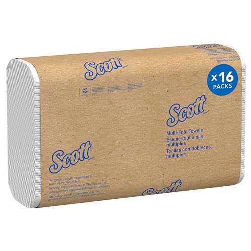Scott® Professional Multifold Paper Towels, Bulk (01840), with Absorbency Pockets, 9.2" x 9.4" sheets, White, Compact Case for Easy Storage (250 Sheets/Pack, 16 Packs/Case, 4,000 Sheets/Case)