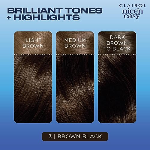 Clairol Nice'n Easy Permanent Hair Dye, 3 Brown Black Hair Color, Pack of 3