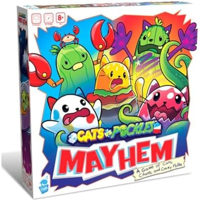 Cats vs Pickles Mayhem Board Game - Beans Card Game for Kids Families and Adults with Exclusive CvP Characters - Easy to Learn for Family Fun Night - 2 Players to 8 Players