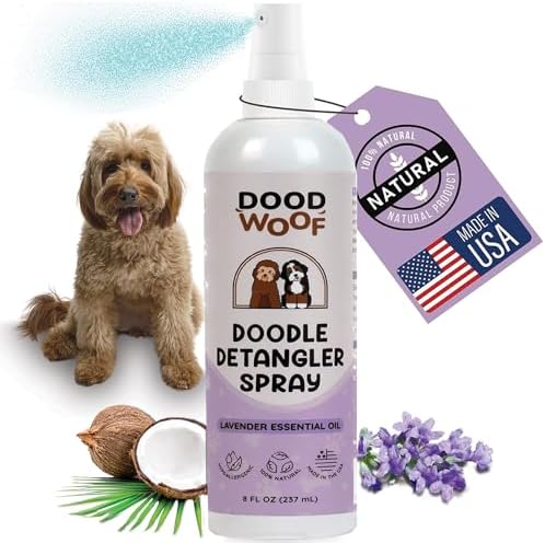 Dog Detangler Spray Dematting for Doodle | Natural Dog Leave in Conditioner Spray for Grooming and Dog Mat Removal | Detangler Spray for Dogs Matted Hair | 8 Fl Oz