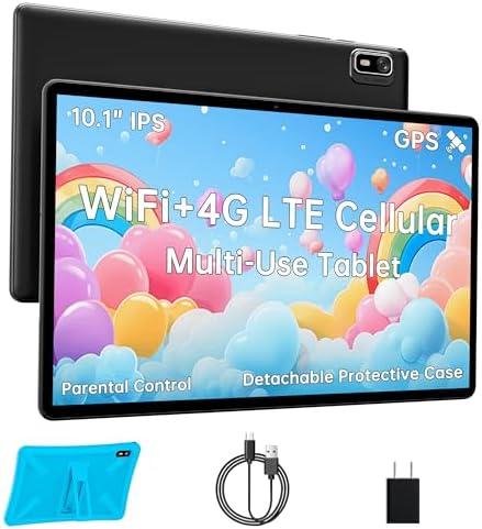 HAOVM Tablet 10 inch, 4G SIM Unlocked, Android Tablet with Case, IPS Touch Screen, 2.0GHz Fast Processor,3GB+32GB+TF Expand,2.4G/5GHz WiFi,8MP Camera, Kid Tablet with SIM Card Slot, GPS, Blue case