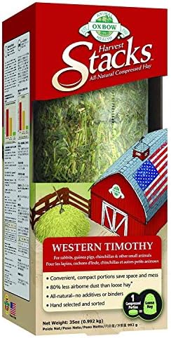 Oxbow Animal Health Harvest Hay Stacks, Western Timothy Hay, All Natural Hay for Rabbits, Guinea Pigs, Chinchillas, Hamsters & Gerbils, 35 oz