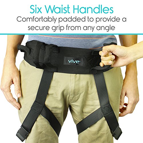 Vive Transfer Belt with Leg Loops - Medical Nursing Safety Gait Assist Device - Bariatrics, Pediatric, Elderly, Occupational and Physical Therapy - Long Strap and Quick Release Metal Buckle - 52 Inch