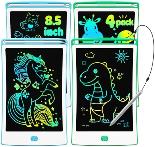 4 Pack LCD Writing Tablet, 8.5 Inch Colorful Toddlers Drawing Tablet for Kids, Creative Doodle Board Drawing Pad, Toy Birthday Gift for 3-6 Year Old Girls Boys