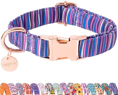 Faygarsle Colorful Striped Pattern Dog Collar for Small Medium Large Dogs Cute Puppy Collars for Female Dogs for Summer Spring Wedding Necklace Girl Dog Collar M