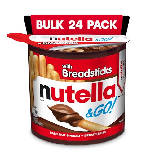 Nutella & GO! Bulk 24 Pack, Hazelnut and Cocoa Spread with Breadsticks, Stocking Stuffers, Snack Cups, 1.8 oz Each