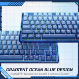 RisoPhy 60 Percent Keyboard, 82 Keys Hot Swappable Mechanical Gaming Keyboard, Linear Silent Red Switches, Blue PBT Keycaps, Compact Mini RGB Backlit Wired Creamy Keyboard, Pro Driver Supported