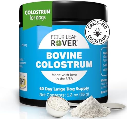 Bovine Colostrum for Dogs - from 100% Grass-Fed New Zealand Cows - for Skin, Gut & Immune Health - 60 Day Large Dog Supply