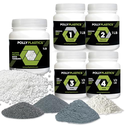 Polly Plastics Rock Tumbler Tumbling Media Grit Kit & Plastic Filler Pellets