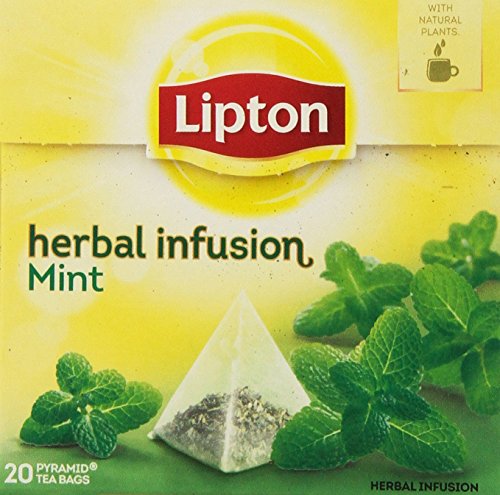 Lipton Infusion Herbal Tea - Mint - Premium Pyramid Tea Bags (20 Count Box) [PACK OF 3]