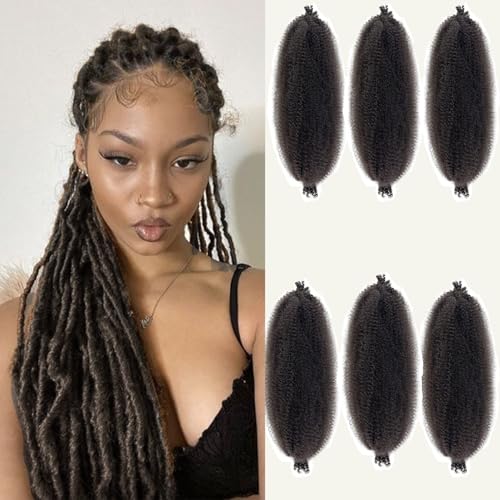 Springy Afro Twist Hair 12 Inch 6 Packs Pre Fluffed Marley Twist Braiding Hair for Black Women (12 inch, 6 Packs, 4#)
