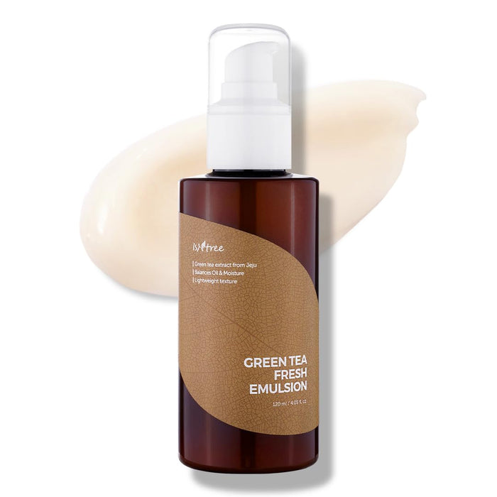 ISNTREE Green Tea Fresh Emulsion 120ml 4.05 fl.oz | Green tea extract from Jeju | Balances Oil & Moisture | Lightweight texture