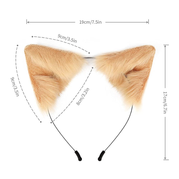 SMILETERNITY Handmade Fox Wolf Cat Ears Headwear Costume Accessories for Halloween Christmas Cosplay Party (Khaki)