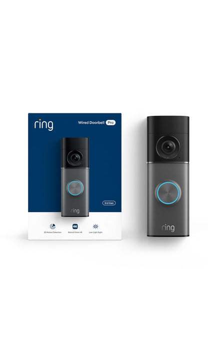 Ring Wired Doorbell 4K Pro (Newest Model), Retinal 4K with wide-angle video, 10x Enhanced Zoom, and Night Vision, Deep Silver