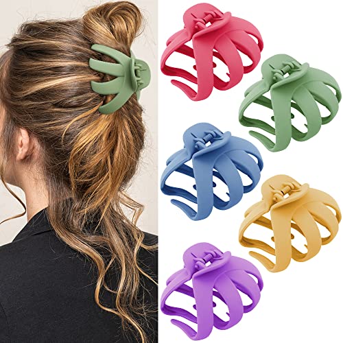 Extra Large Claw Clips for Thick Hair - 5Pcs Jumbo Octopus Hair Clips, 3.15" Big Hair Claws for Women and Girls, Assorted Colors
