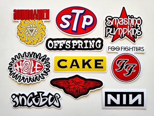 90's Alternative Rock Band Sticker Pack (10 Stickers) Set 2 Foo Cake Janes Fighters Hole Sound Offspring Garden Stone Smashing Temple Pumpkins Pilots Addiction Incubus