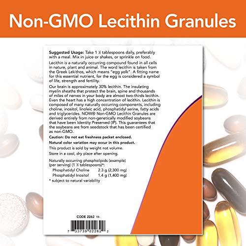 NOW Supplements, Lecithin Granules with naturally occurring Phosphatidyl Choline and Other Phosphatides, 2-Pound