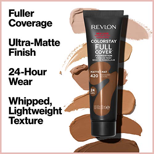 Revlon ColorStay Full Cover Longwear Matte Foundation, Heat & Sweat Resistant Lightweight Face Makeup, Buff (150), 1.0 oz