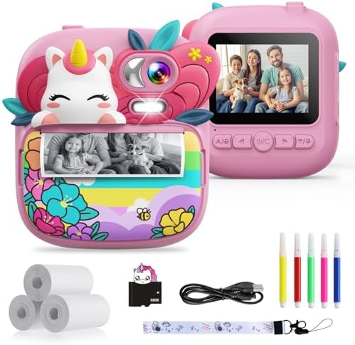 Kids Camera Instant Print, Camera for Kids with Printable Photos, Toddler Camera Toys for Children Ages 3-14, Digital Camera for Girls 4 5 6 7 8 9 10 11 12 13 Years Old