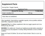 Swanson Acetyl-L-Carnitine - Amino Acid Supplement Promoting Cognitive Health & Muscle Support - Natural Formula May Promote Nervous System Health - (100 Veggie Capsules) 2 Pack