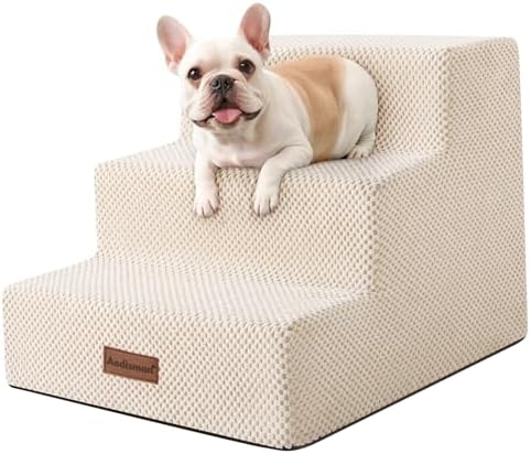 Dog Steps for Small Dog, 3-Step Dog Stairs for Couch, Non-Slip Pet Stairs for Small Dogs and Cats,Dog Bed Stairs, Beige,3/4/5 Steps