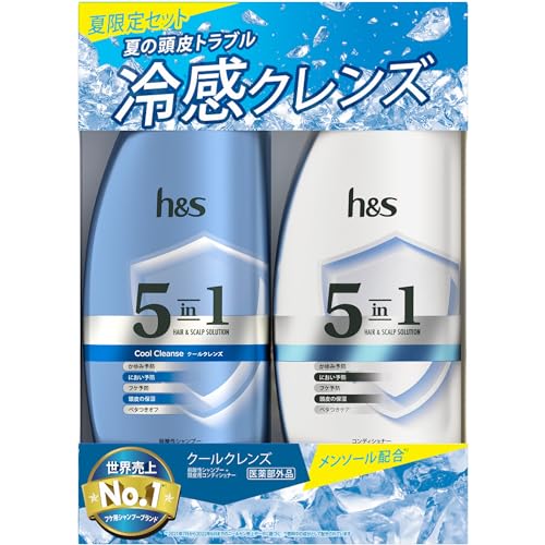 H&S 5 in 1 Cool Cleanse, Summer Limited Shampoo, Conditioner, Pump Set, For Family's Scalp Trouble With Dandruff, Itchy, Sticky, Dryness, Odor, 12.0 oz (340 g) + 12.0 oz (340 g)