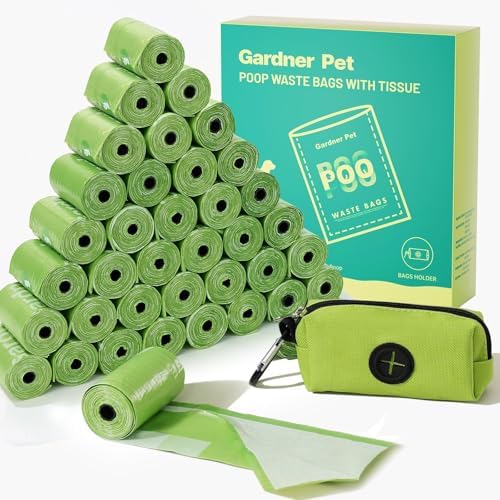 Gardner Pet Dog Poop Bags Rolls with Tissue, Pine Scented Poop Bags with Dispenser, Leak Proof Pet Waste Bags with Tissue Design, Reduce Touch Feeling, 36 Rolls-288 Counts