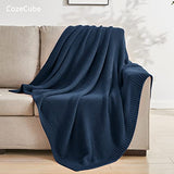 CozeCube Navy Blue Throw Blanket for Couch, Soft Cozy Cable Knit Throw Blanket for Bed Sofa Living Room, Lightweight Warm Decorative Farmhouse Christmas Throw Blanket, 50"x60", Navy Blue