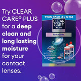 Clear Care Plus Cleaning Solution with Lens Case, Twin Pack, Multi, 12 Oz, Pack of 2, Packaging may vary