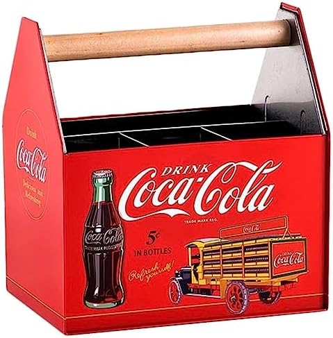 The Tin Box Company Coca Cola Tin Utensil Caddy with Handle, red