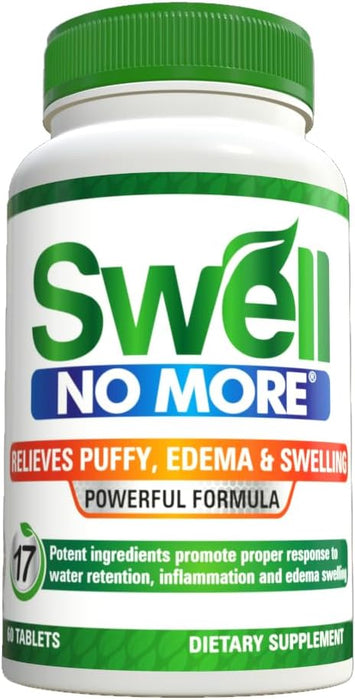 SwellNoMore Pill Reduces Edema Swelling Water Retention Bloating Puffy Eyes Swollen Feet, Swollen Legs & Swollen Ankles -1 Bottle (1 Month Supply - 60 Tablets)