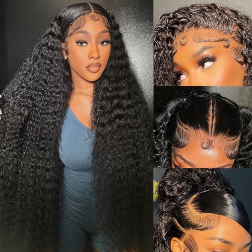 200% Density 32 Inch 13x6 Deep Wave Lace Front Wigs Human Hair Curly Human Hair Wig Curly Wet And Wavy Water Wave HD Lace Front Wigs Human Hair Pre Plucked Frontal Wigs Human Hair